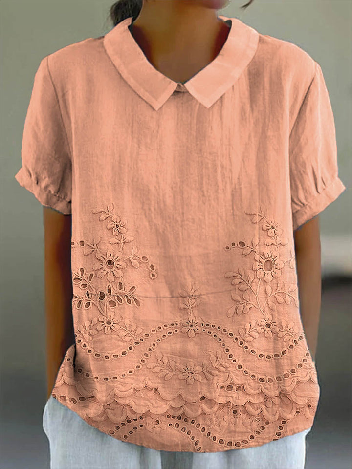Damesblouse van katoen en linnen met bloemenprint, casual