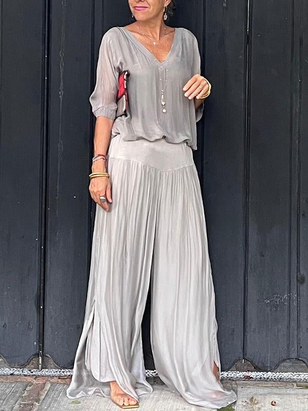 Losse maxi-jurk met v-hals voor dames