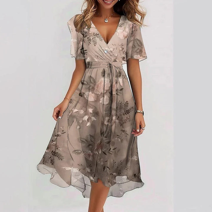 Elegante casual midi-jurk met bloemenprint voor dames