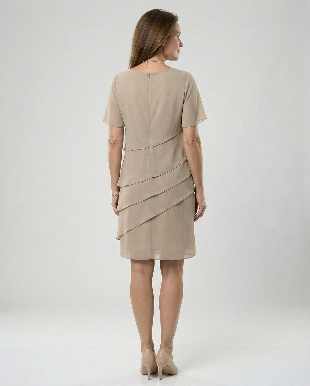 Chiffonjurk voor dames met korte mouwen