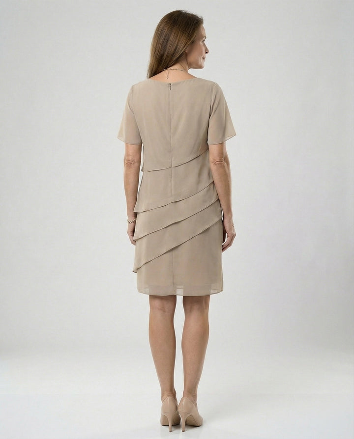 Chiffonjurk voor dames met korte mouwen