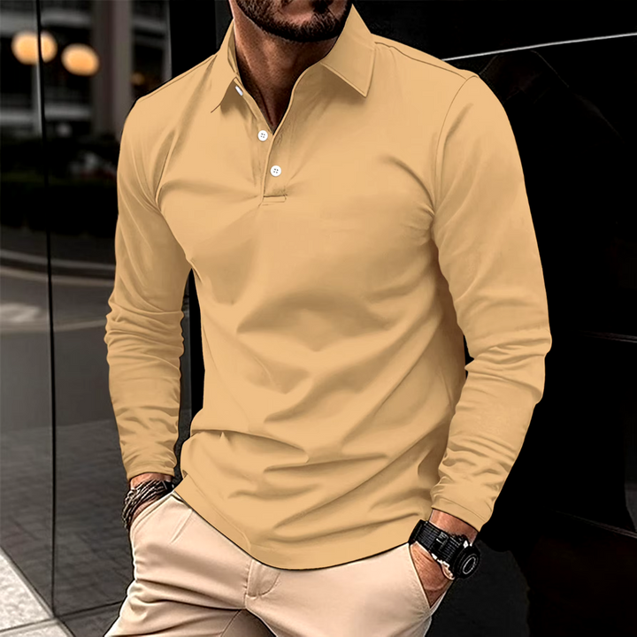 Klassiek poloshirt met lange mouwen en slim fit voor heren