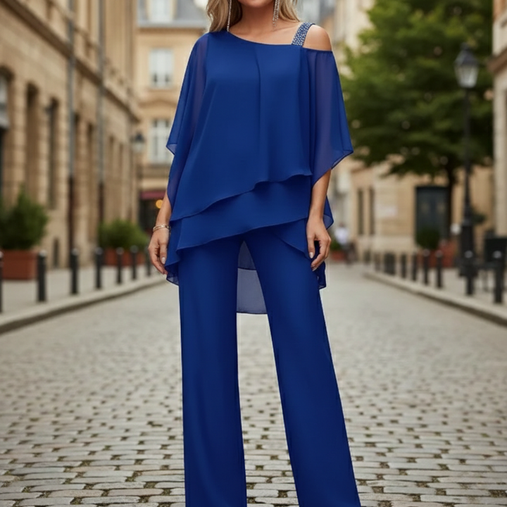 Damesset: wijde broek met blouse
