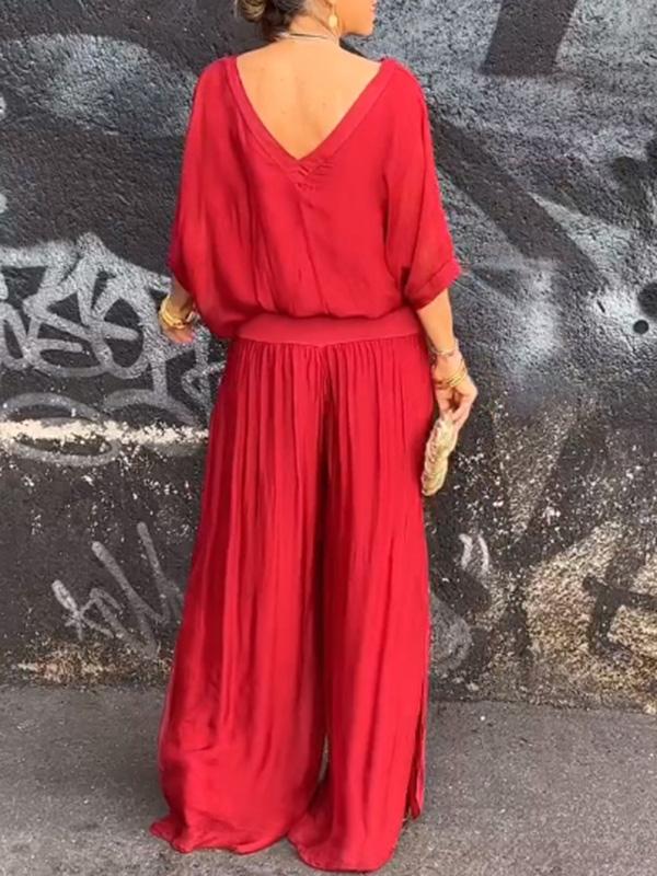 Losse maxi-jurk met v-hals voor dames