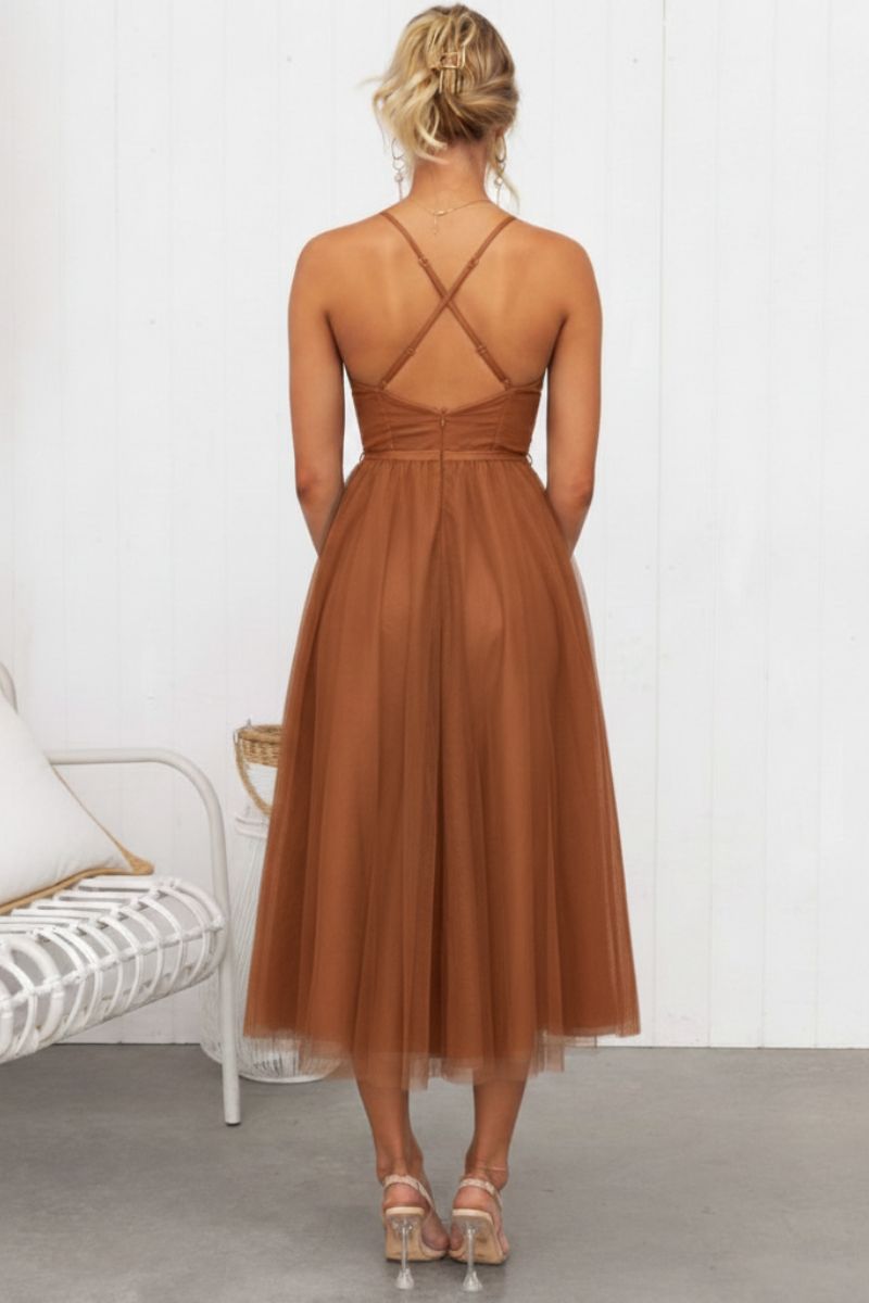Midi trouwjurk met tule korset