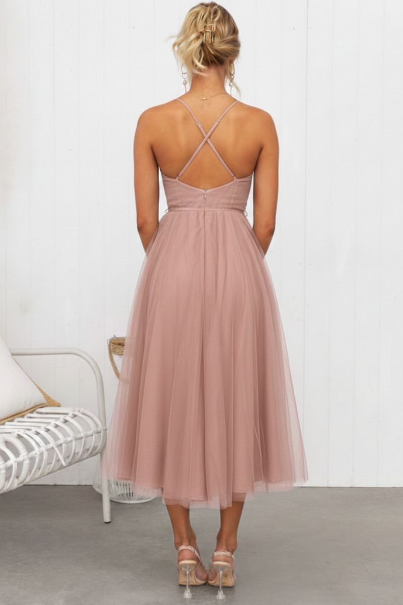 Midi trouwjurk met tule korset