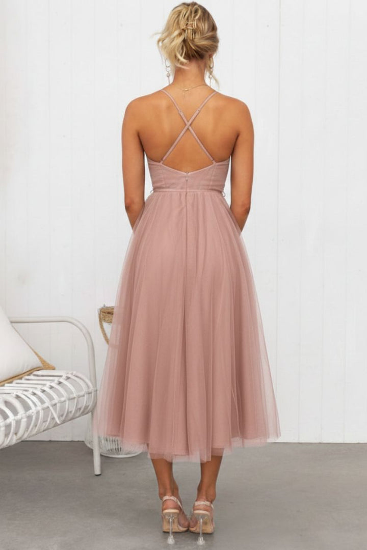 Midi trouwjurk met tule korset