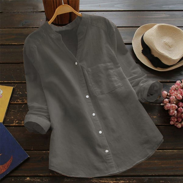 Blouse met v-hals en knoopsluiting voor dames