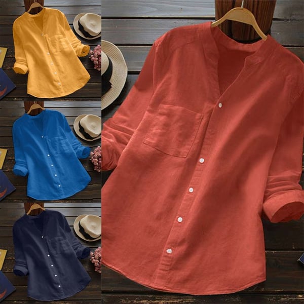 Blouse met v-hals en knoopsluiting voor dames