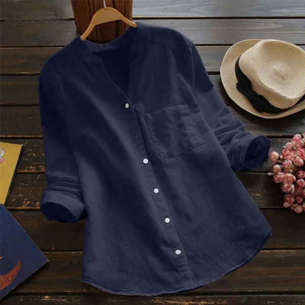 Blouse met v-hals en knoopsluiting voor dames