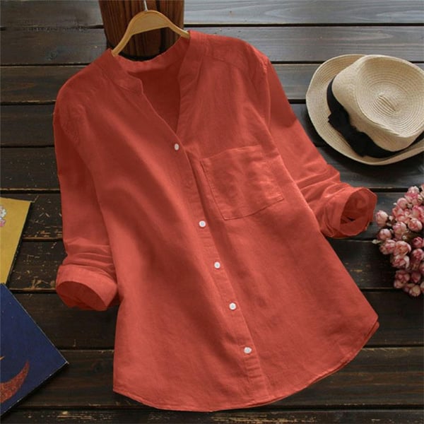 Blouse met v-hals en knoopsluiting voor dames