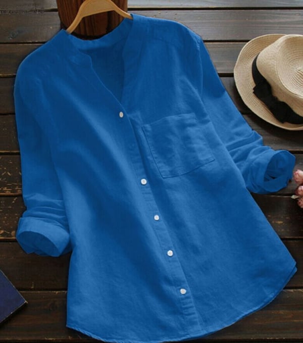 Blouse met v-hals en knoopsluiting voor dames