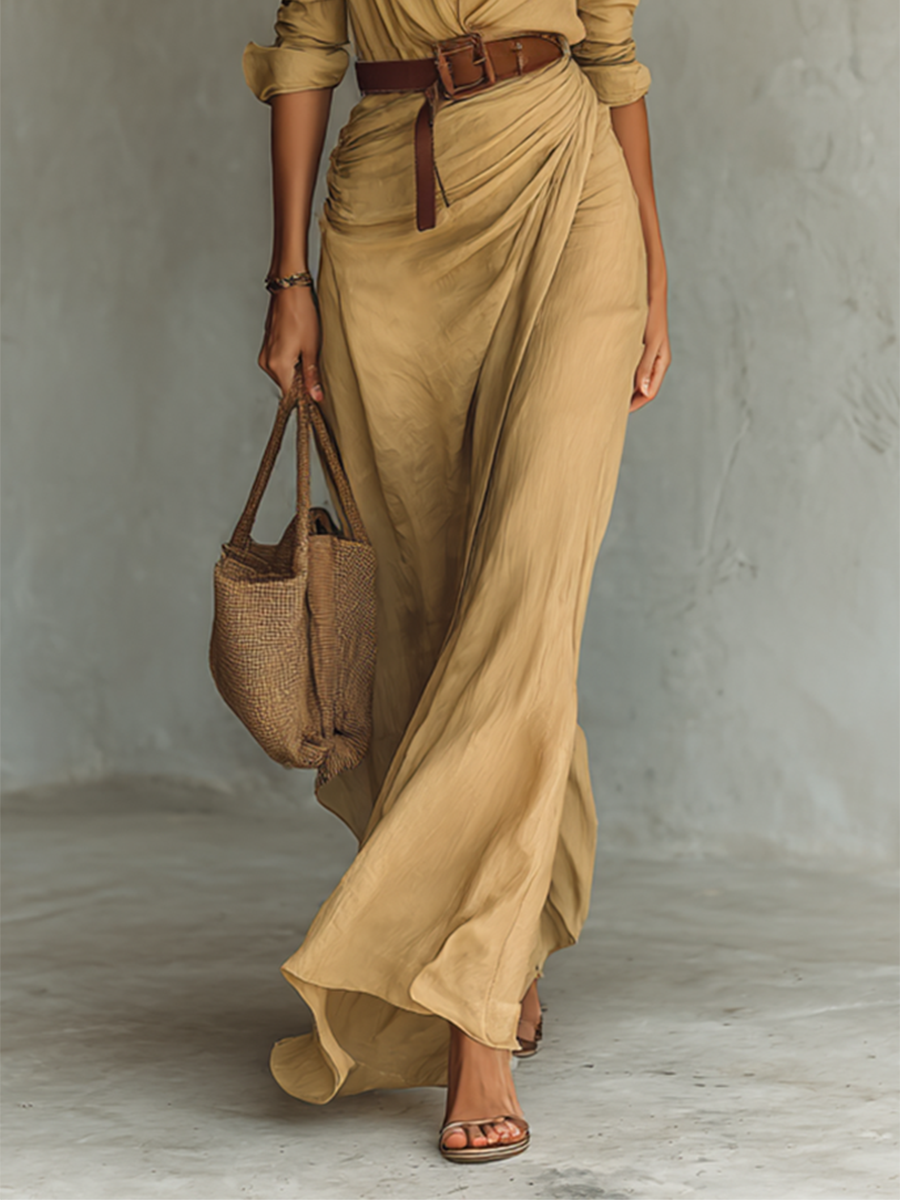 Maxi-jurk met wikkeldetail en riem