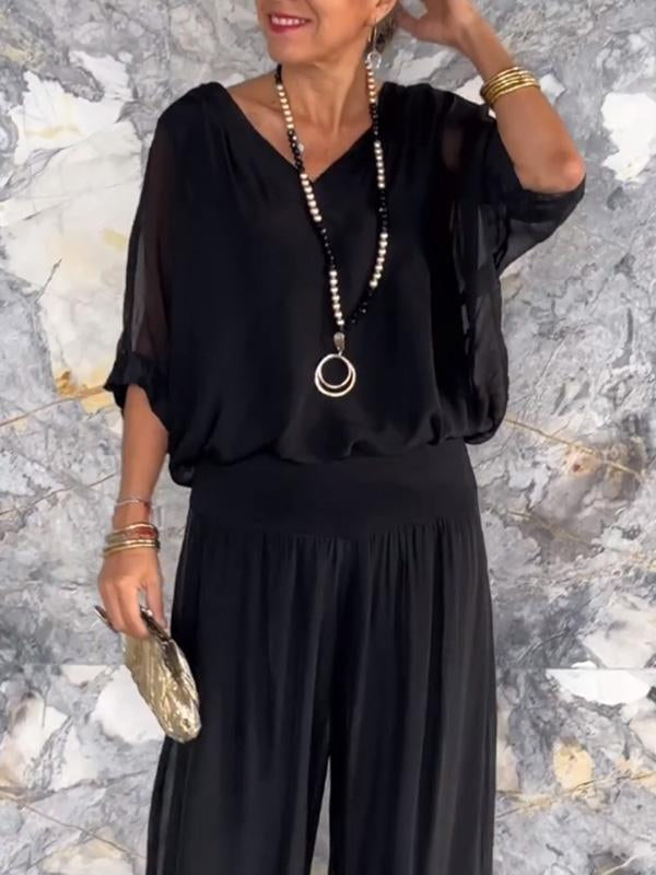 Losse maxi-jurk met v-hals voor dames