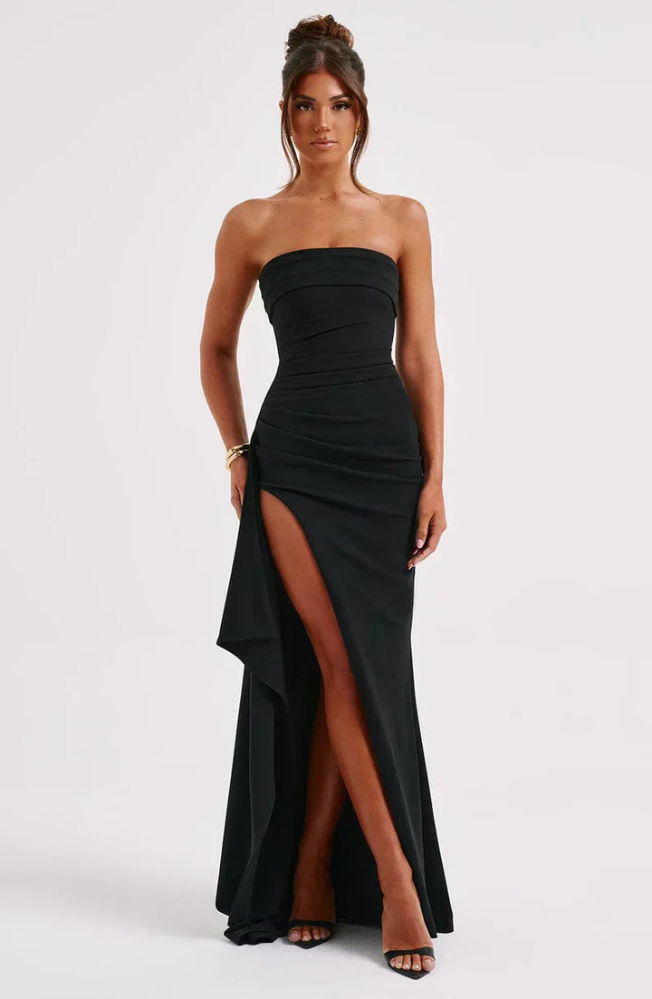 Strapless maxi-jurk met split