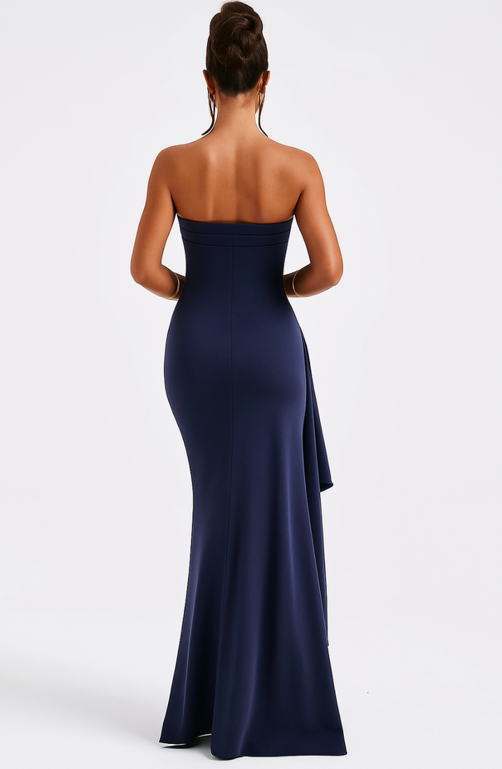 Strapless maxi-jurk met split
