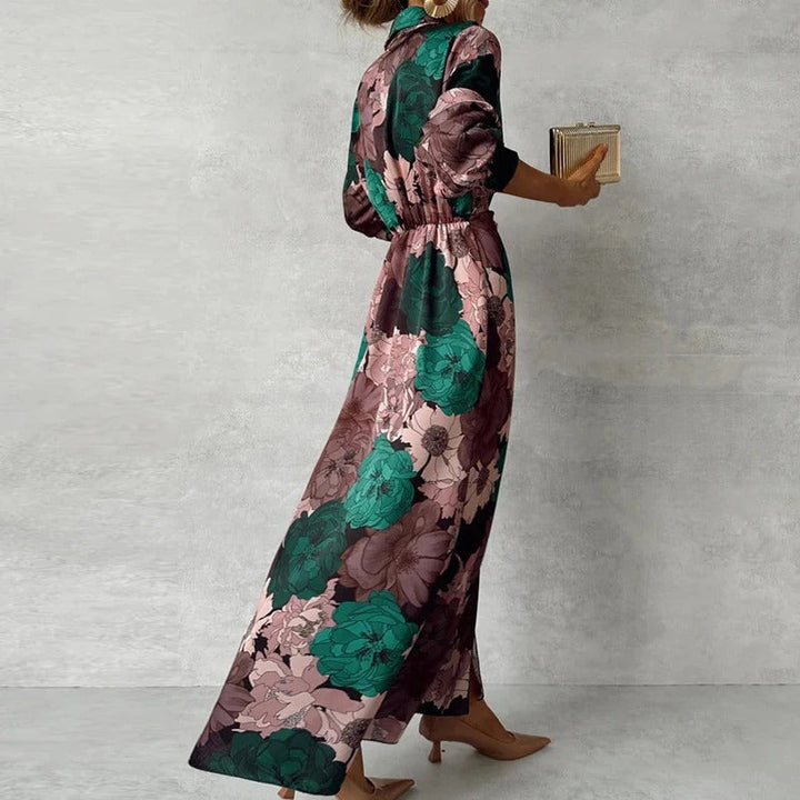 Maxi-jurk met bloemenprint en strikceintuur