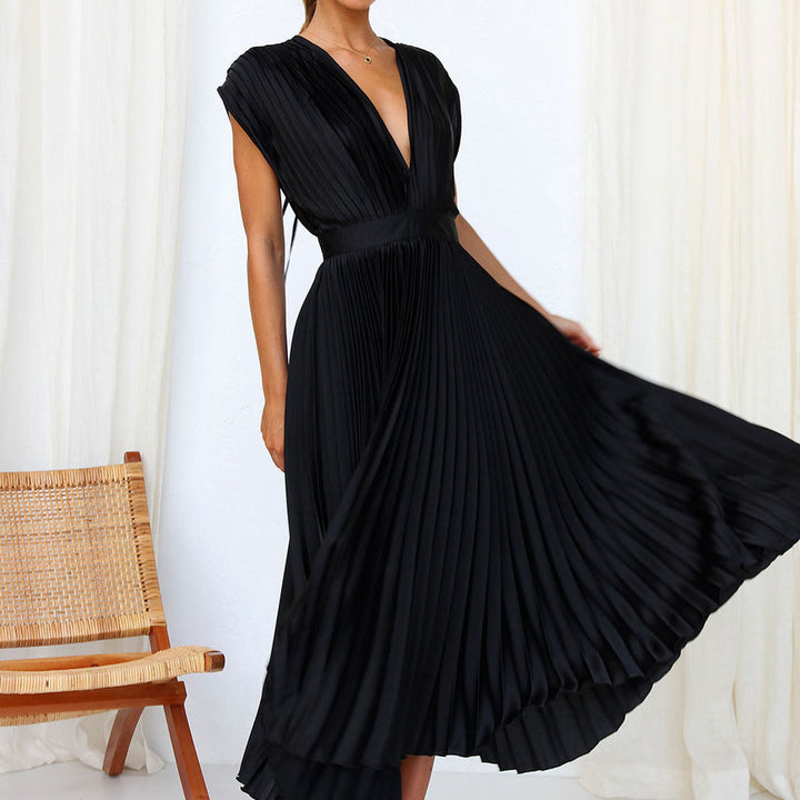 Mouwloze maxi-jurk met v-hals voor dames, perfect voor de zomer