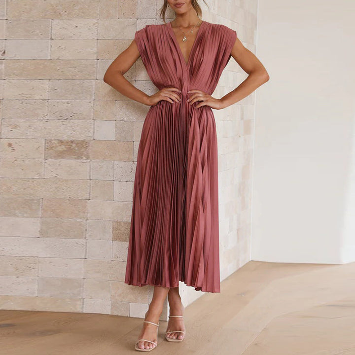 Mouwloze maxi-jurk met v-hals voor dames, perfect voor de zomer