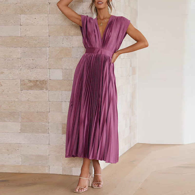 Mouwloze maxi-jurk met v-hals voor dames, perfect voor de zomer