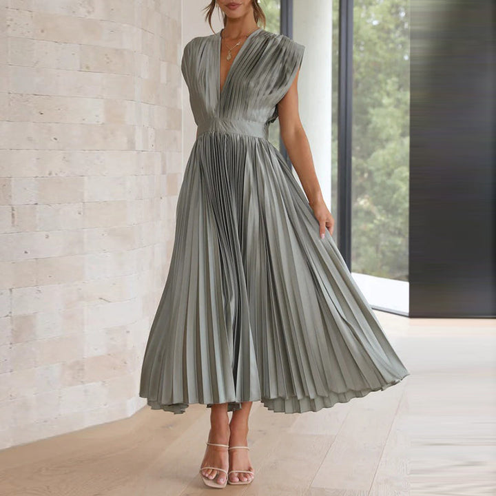 Mouwloze maxi-jurk met v-hals voor dames, perfect voor de zomer