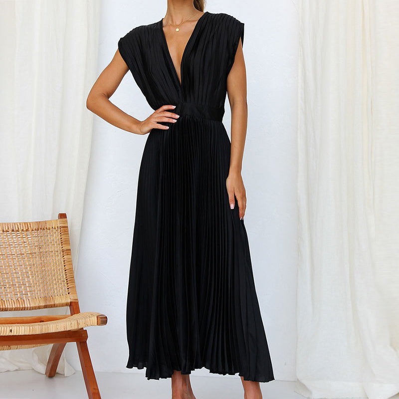 Mouwloze maxi-jurk met v-hals voor dames, perfect voor de zomer