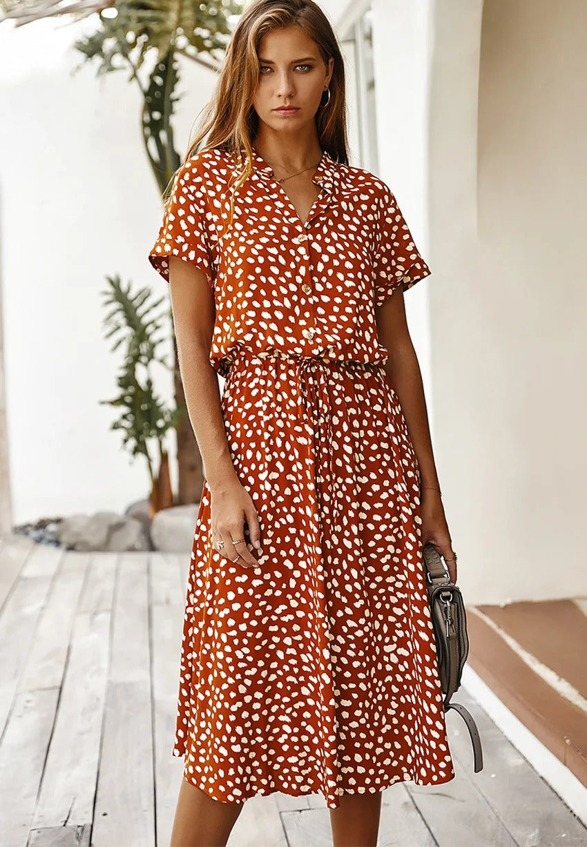 Midi-jurk voor dames met dierenprint