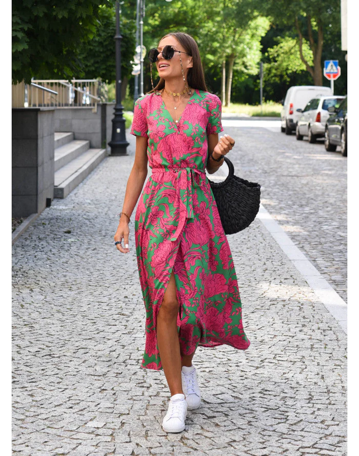 Maxi-jurk met wikkelrok