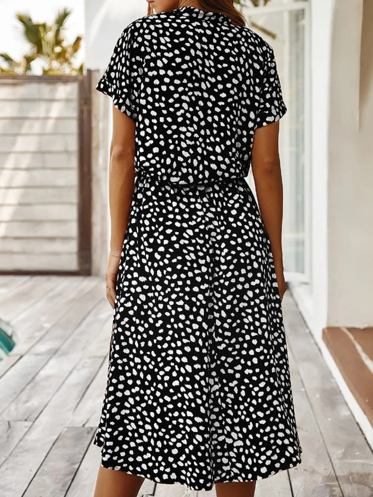 Bedrukte midi-jurk voor dames, zomerse casual, zwierige
