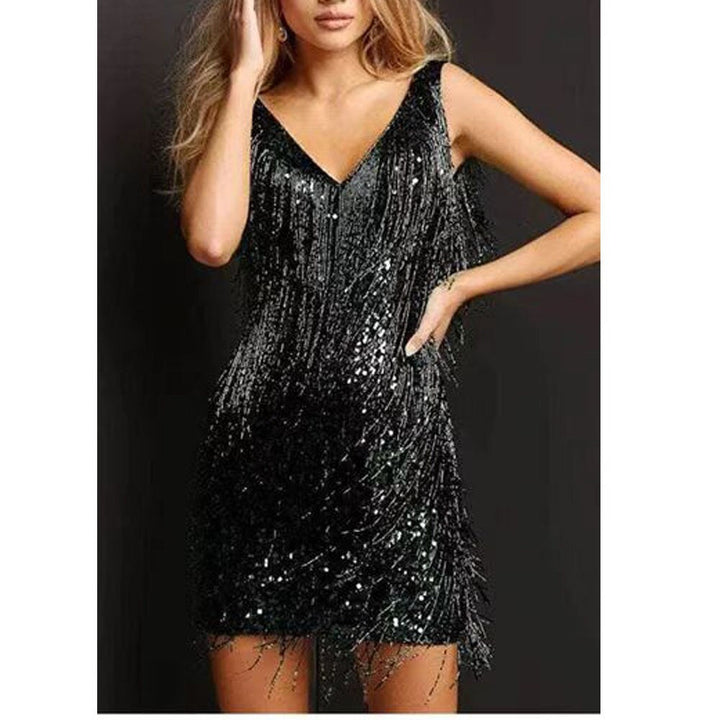 Glamoureuze mini-jurk met franjes