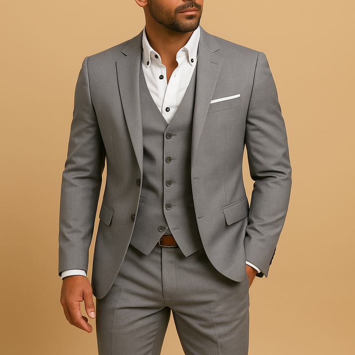 Slim fit driedelig trouwpak voor heren