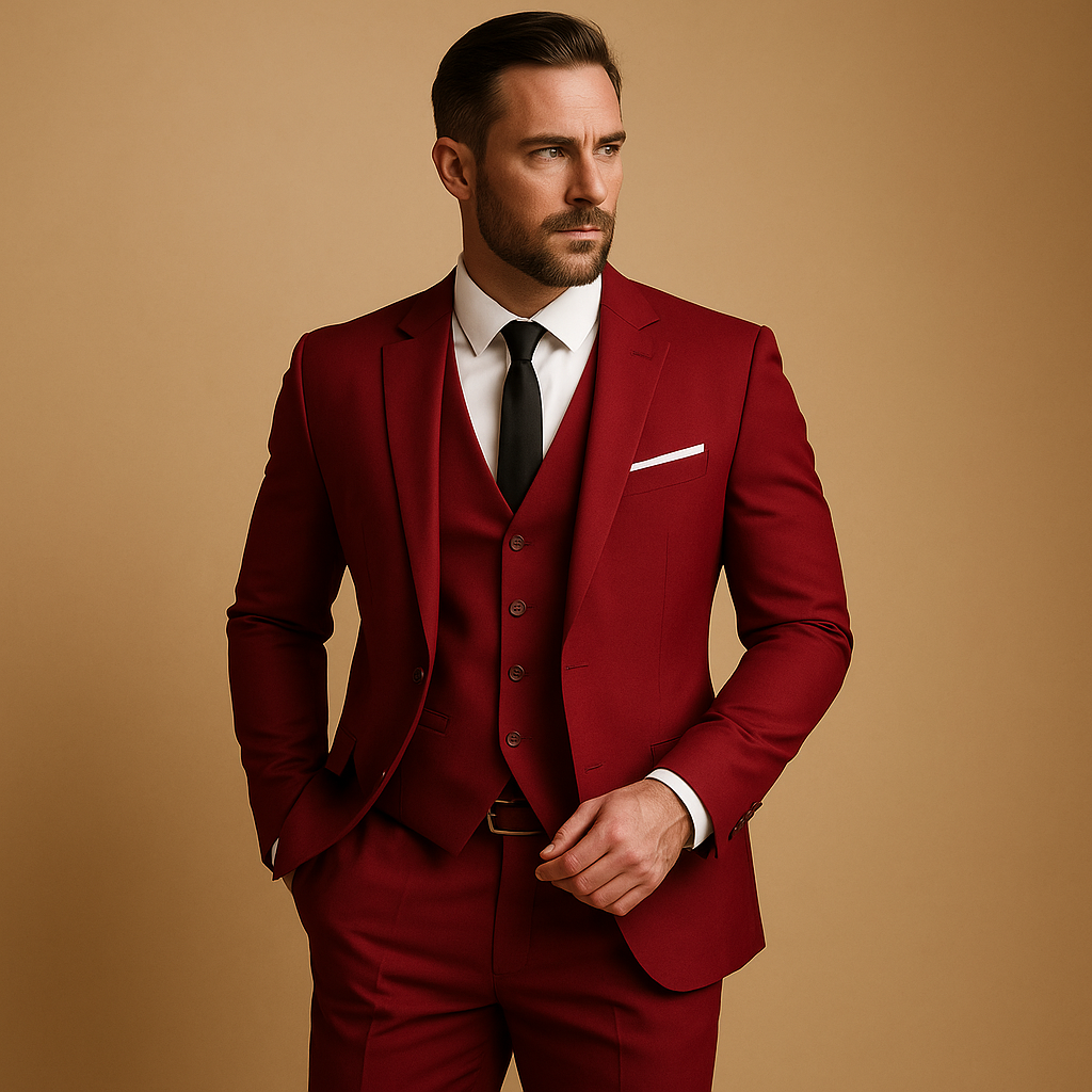 Slim fit driedelig trouwpak voor heren