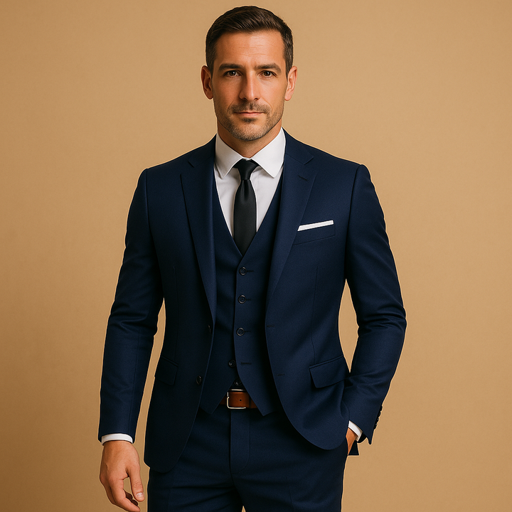 Slim fit driedelig trouwpak voor heren