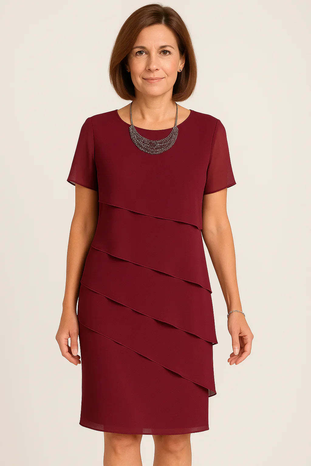 Elegante gelaagde cocktailjurk