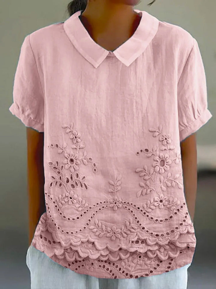 Damesblouse van katoen en linnen met bloemenprint, casual