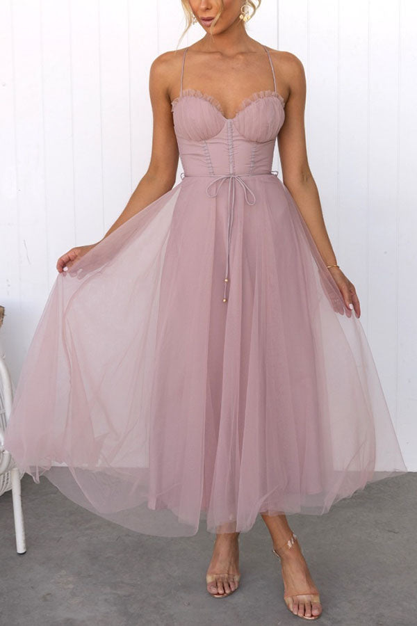 Tule corset droom midi jurk