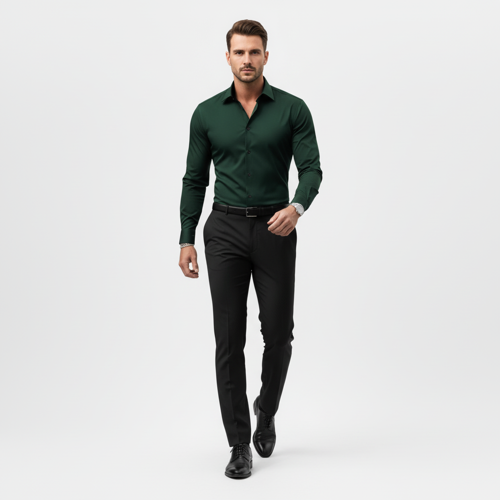 Slim-fit overhemd met lange mouwen voor heren