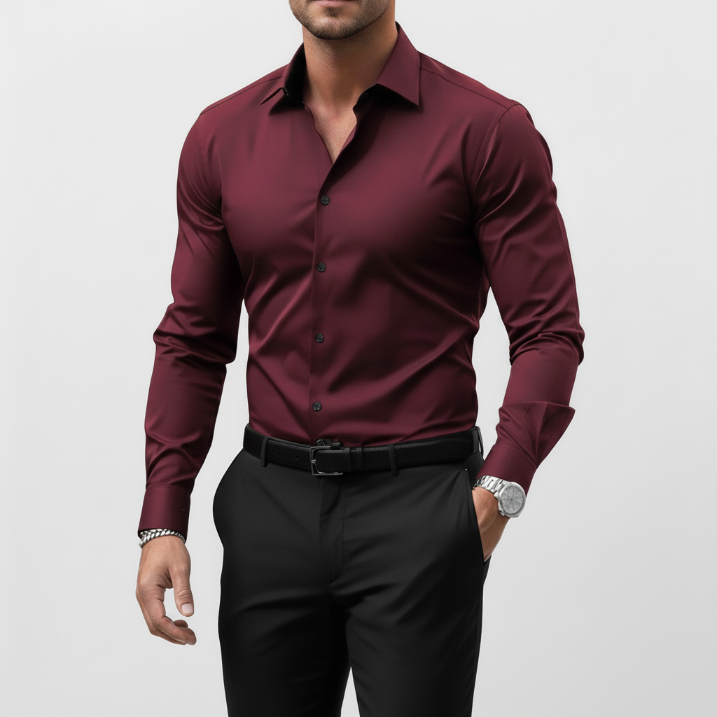 Slim-fit overhemd met lange mouwen voor heren
