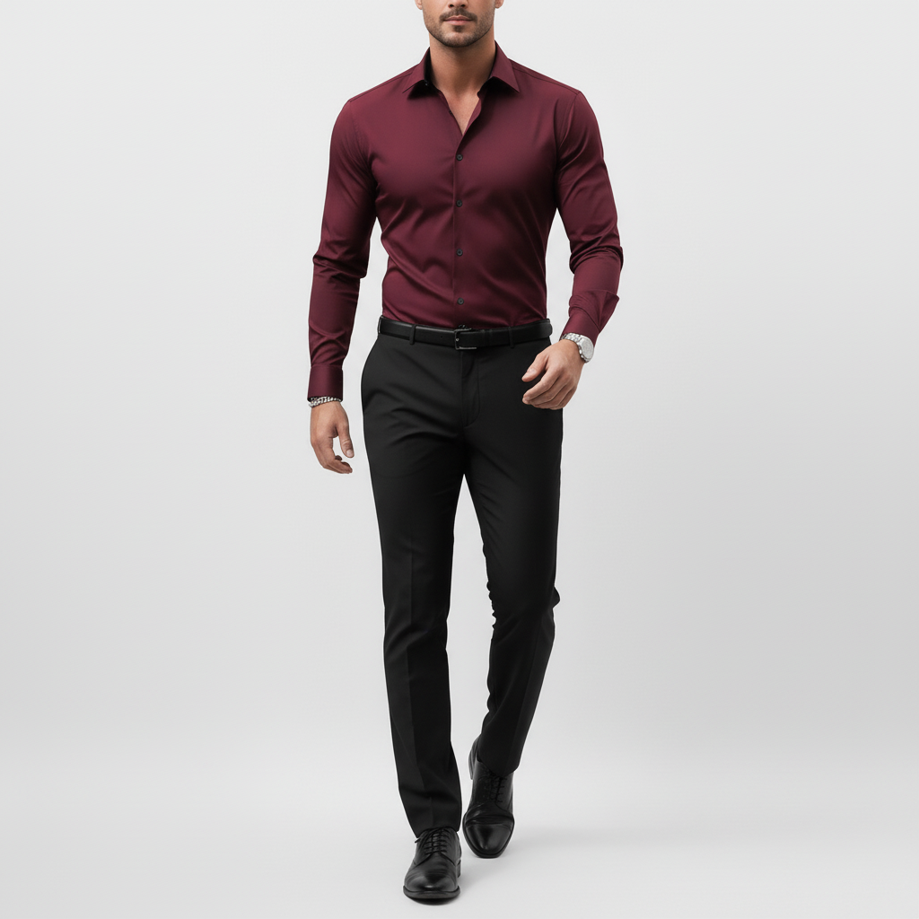 Slim-fit overhemd met lange mouwen voor heren