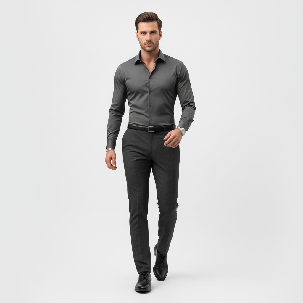 Slim-fit overhemd met lange mouwen voor heren