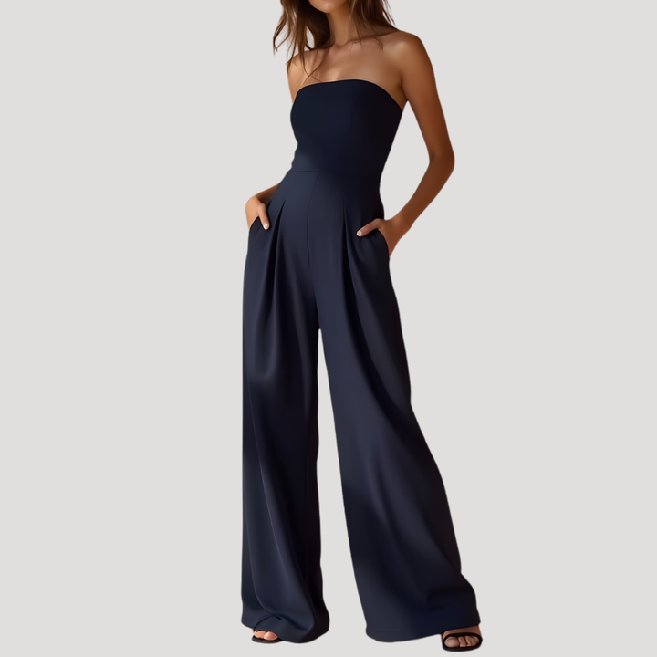 Strapless jumpsuit voor dames met wijde pijpen