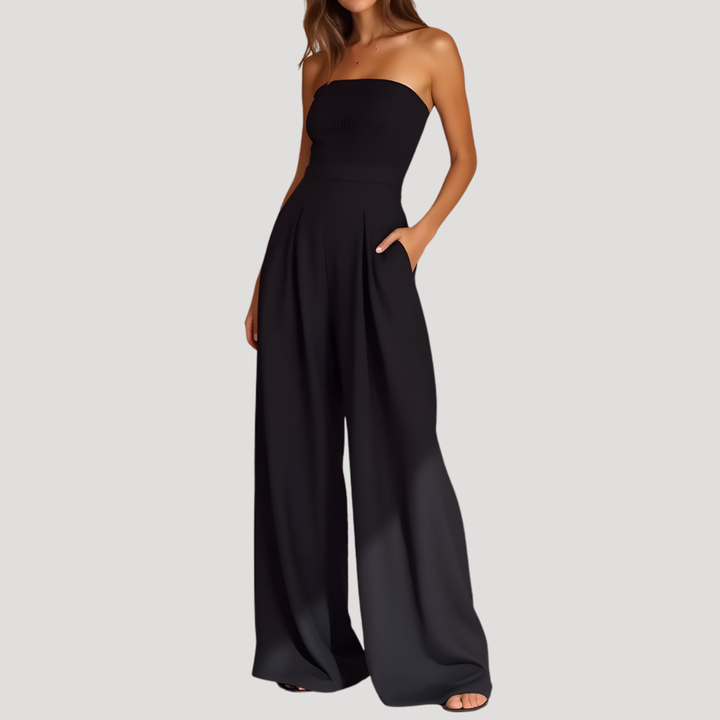 Strapless jumpsuit voor dames met wijde pijpen