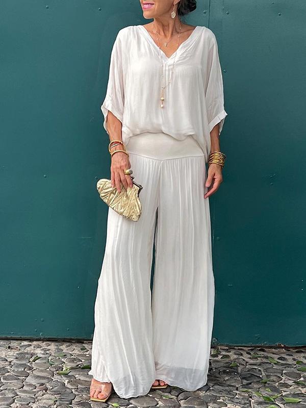 Losse maxi-jurk met v-hals voor dames