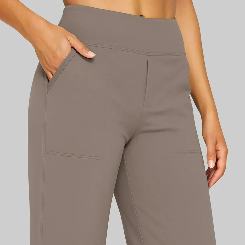 Rechte jerseybroek voor dames met zakken