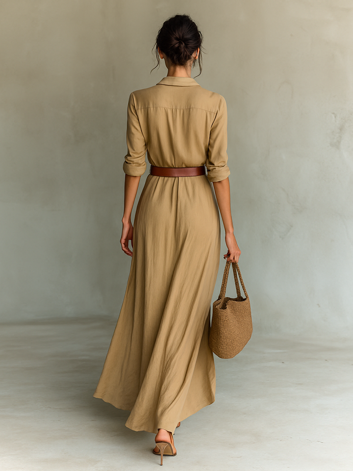 Maxi-jurk met wikkeldetail en riem