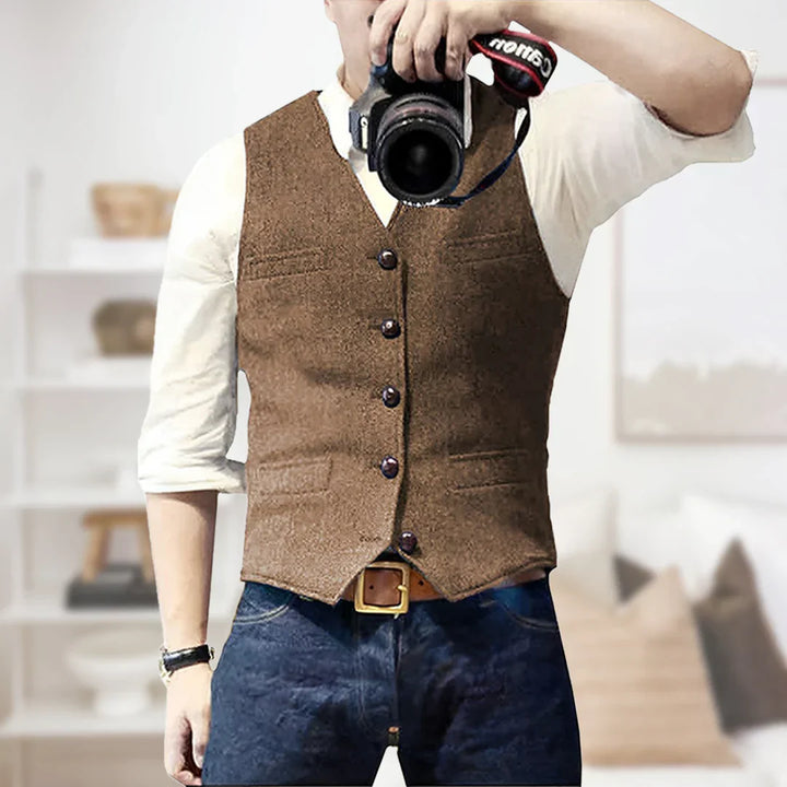 Vintage mouwloos vest met knoopsluiting voor heren