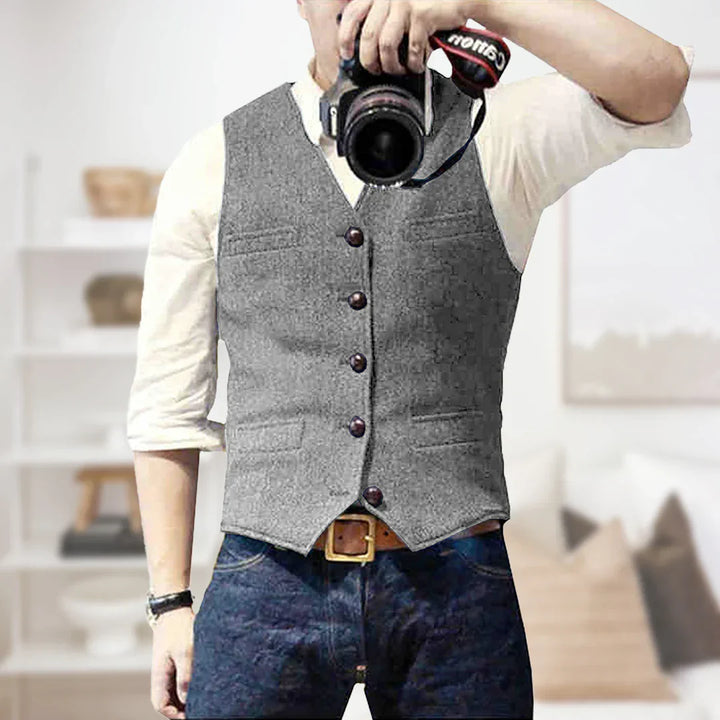 Vintage mouwloos vest met knoopsluiting voor heren