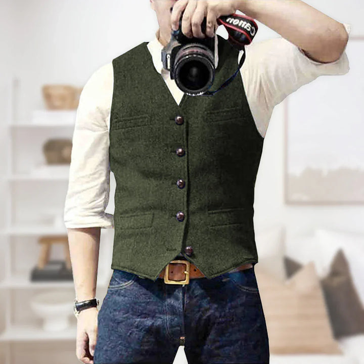 Vintage mouwloos vest met knoopsluiting voor heren
