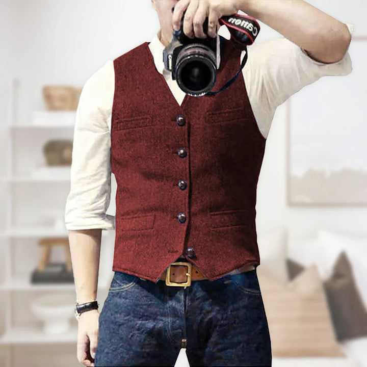 Vintage mouwloos vest met knoopsluiting voor heren