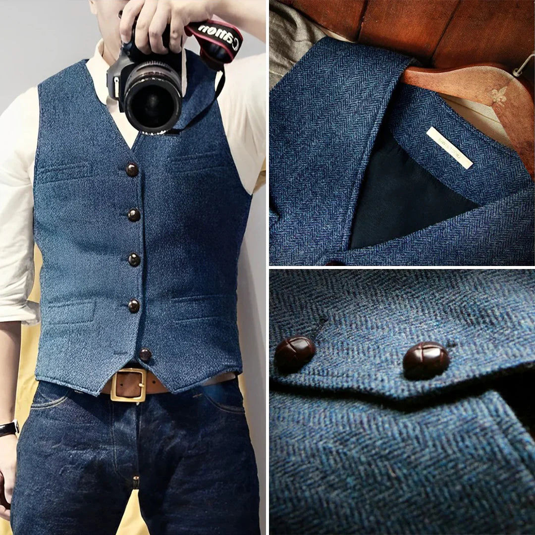 Vintage mouwloos vest met knoopsluiting voor heren